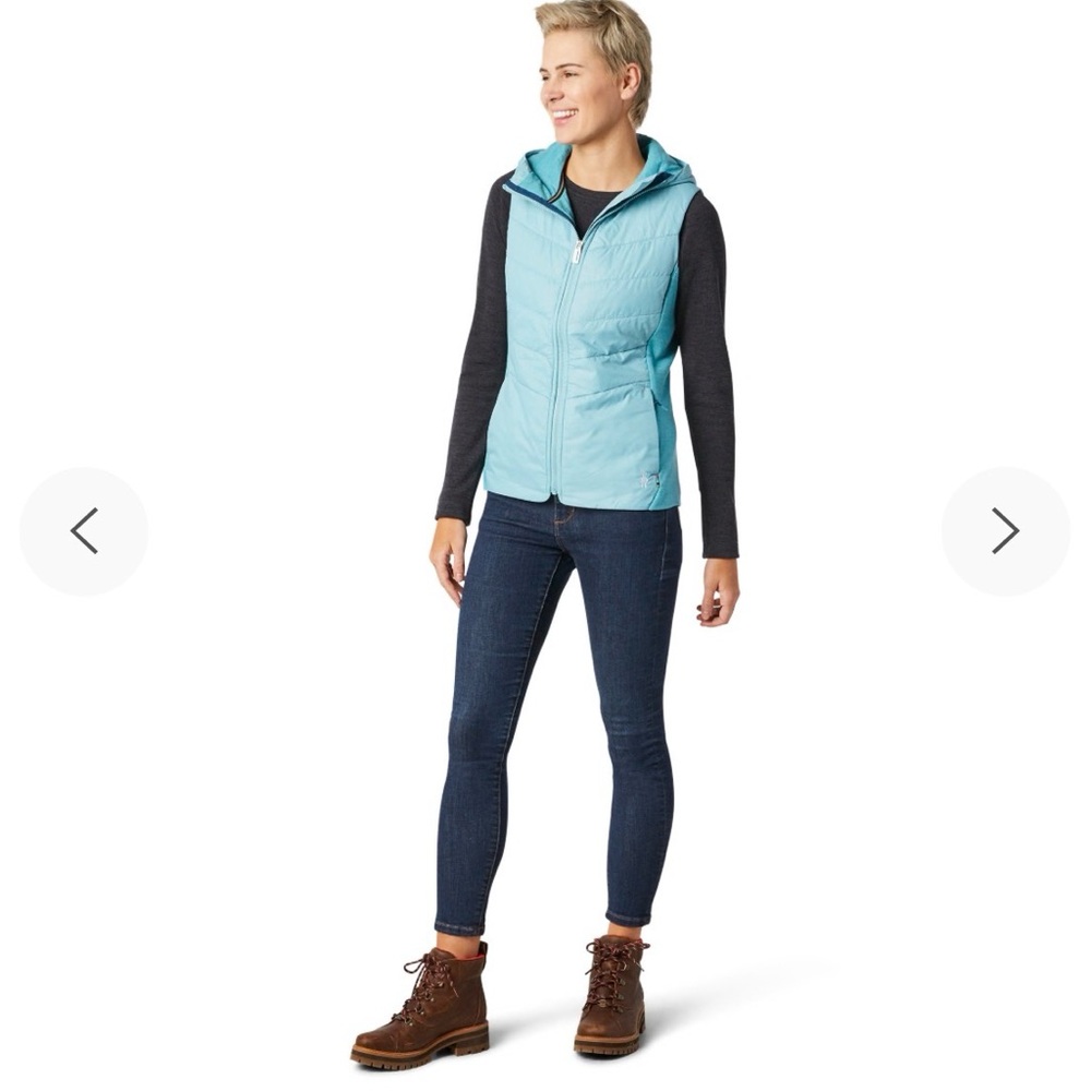 Smartwool Women's Light Blue Smartloft 60 Hoodie Vest NWT lightweight puffer